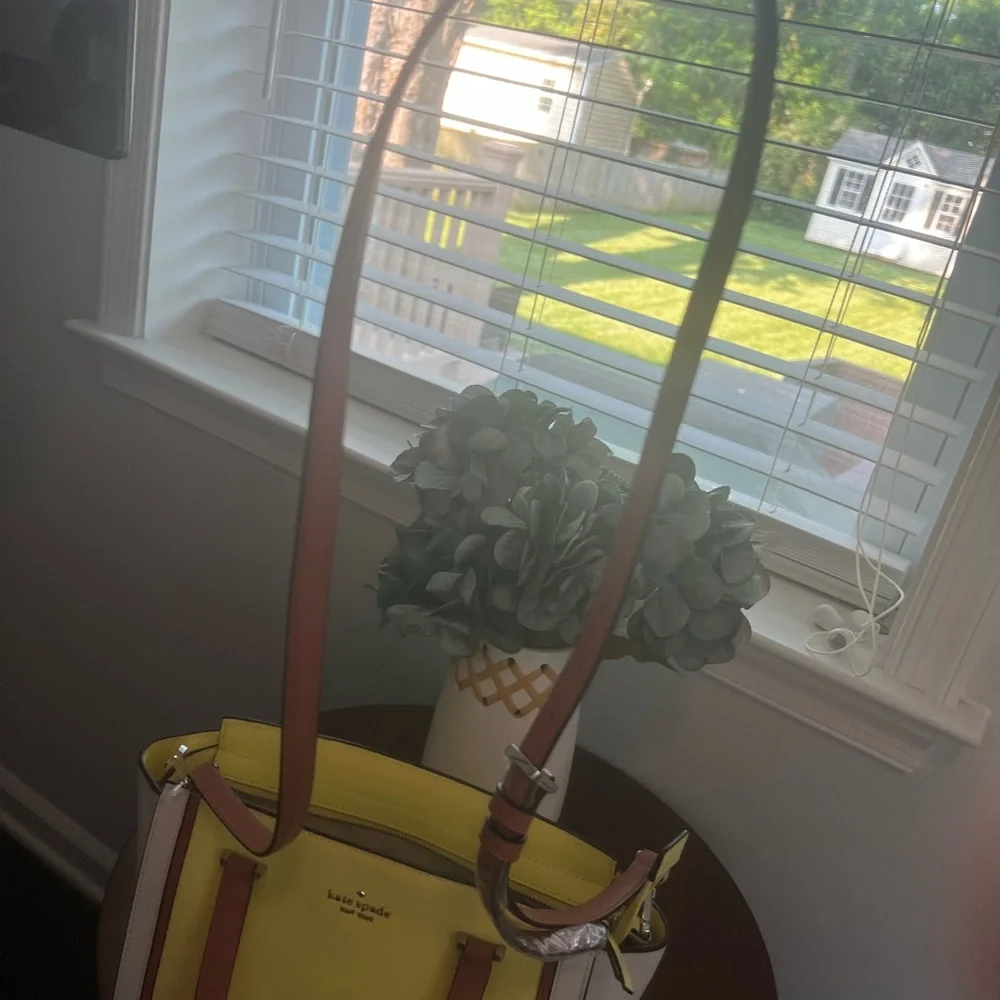 Kate Spade Yellow and White Satchel
